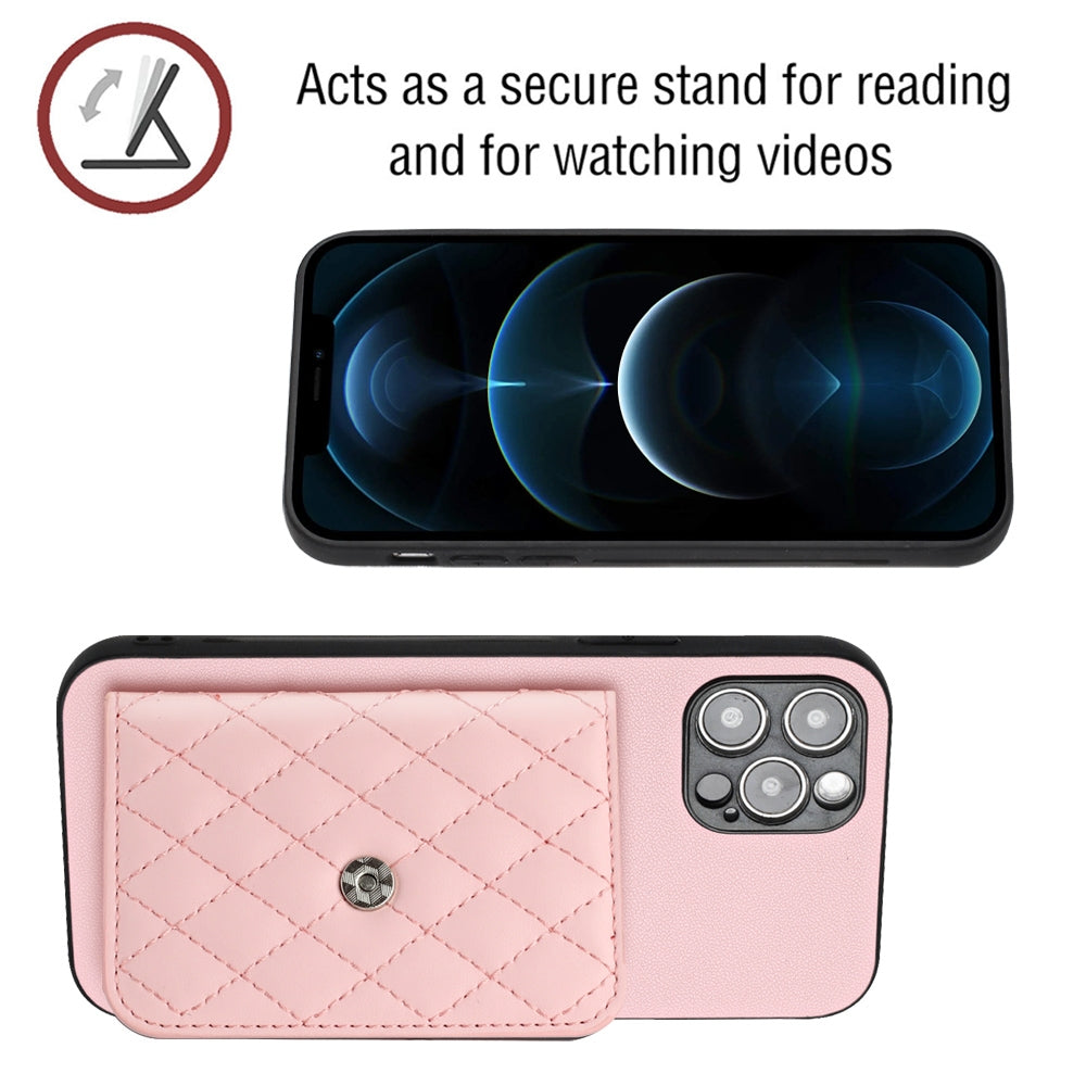 iPhone 12 Pro Leather Case with Card Holder & RFID Protection, Long Lanyard Included