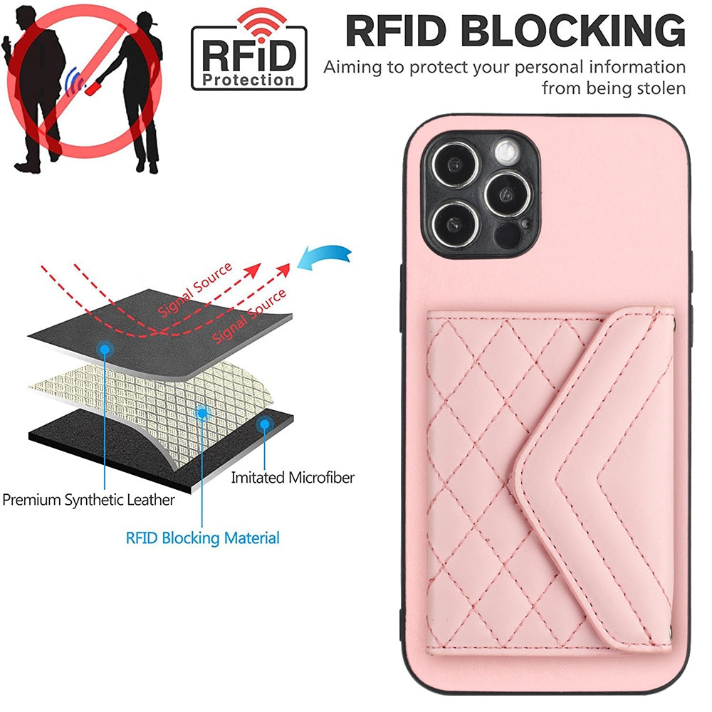 iPhone 12 Pro Leather Case with Card Holder & RFID Protection, Long Lanyard Included