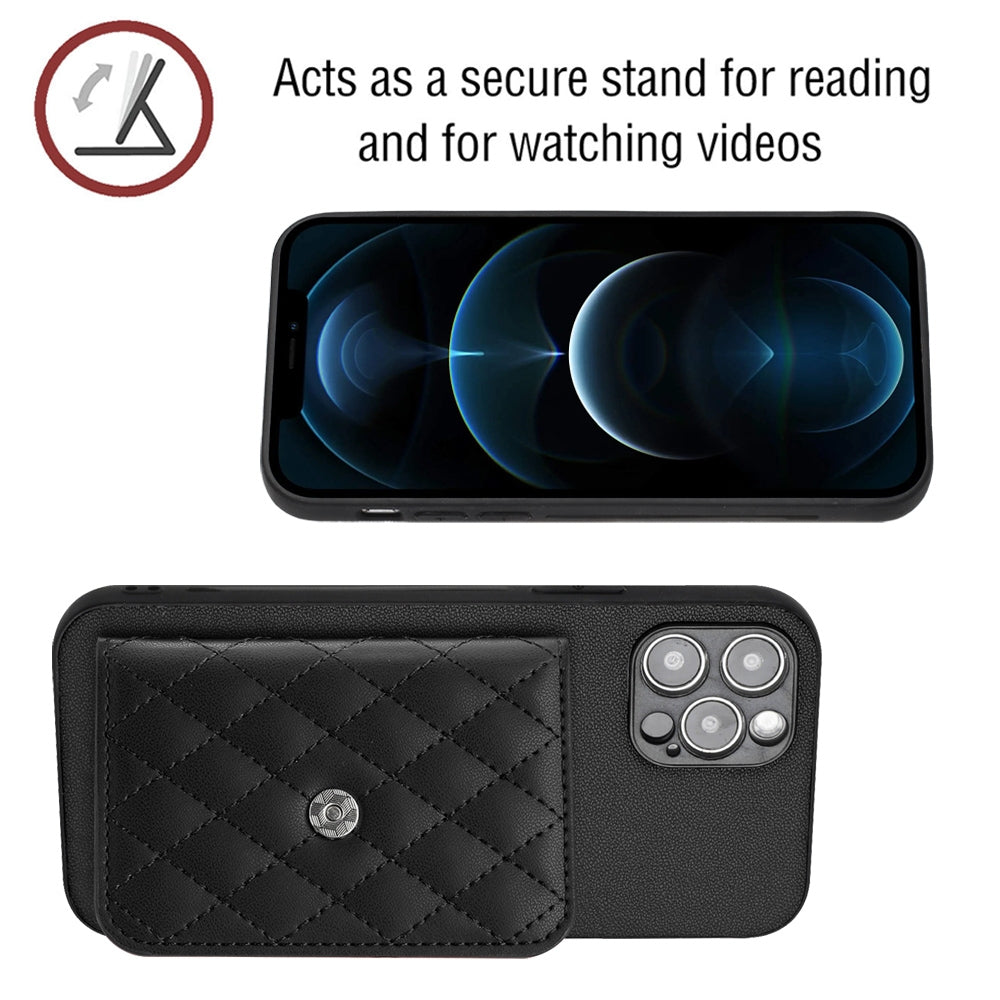 iPhone 12 Pro Leather Case with Card Holder & RFID Protection, Long Lanyard Included