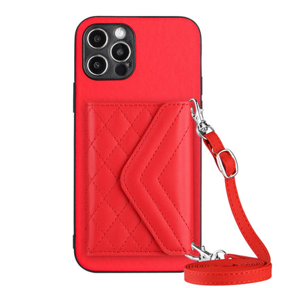 iPhone 12 Pro Leather Case with Card Holder & RFID Protection, Long Lanyard Included