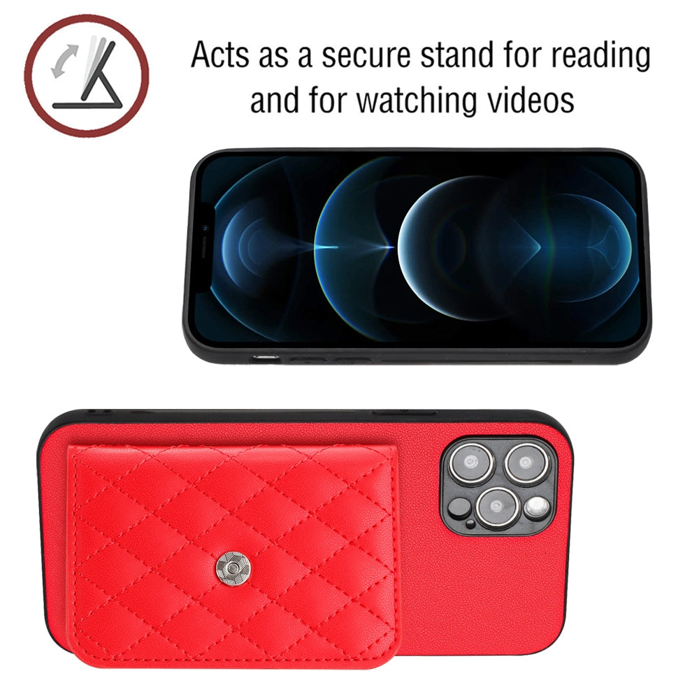 iPhone 12 Pro Leather Case with Card Holder & RFID Protection, Long Lanyard Included