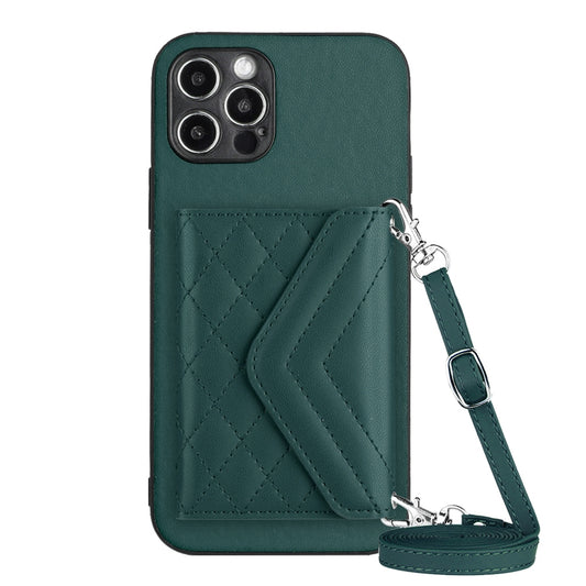 iPhone 12 Pro Max Leather Case with Card Holder & RFID Protection, Long Lanyard Included