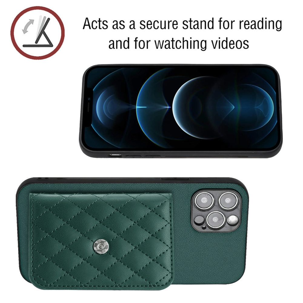 iPhone 12 Pro Max Leather Case with Card Holder & RFID Protection, Long Lanyard Included