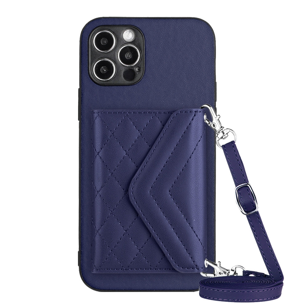 iPhone 12 Pro Max Leather Case with Card Holder & RFID Protection, Long Lanyard Included