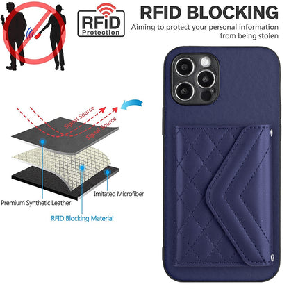 iPhone 12 Pro Max Leather Case with Card Holder & RFID Protection, Long Lanyard Included
