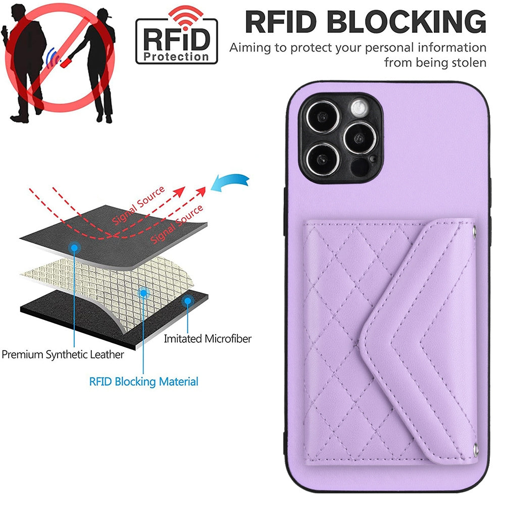 iPhone 12 Pro Max Leather Case with Card Holder & RFID Protection, Long Lanyard Included