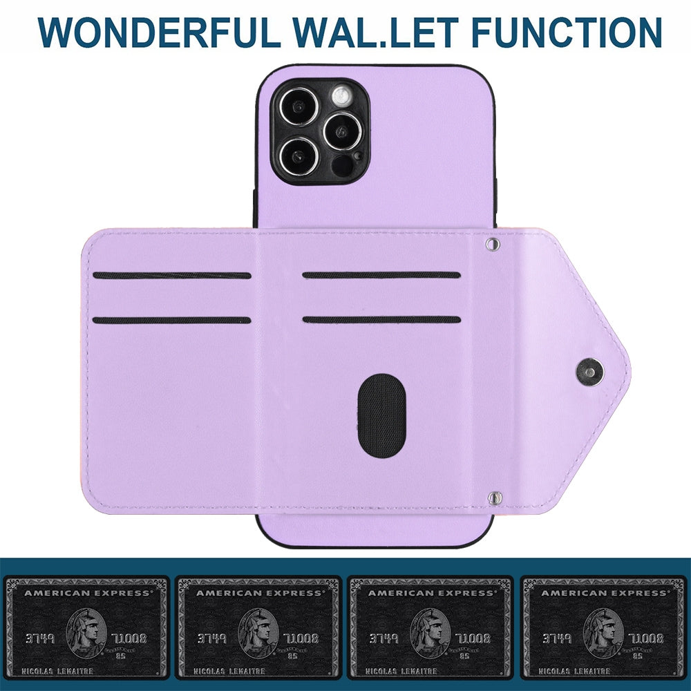 iPhone 12 Pro Max Leather Case with Card Holder & RFID Protection, Long Lanyard Included