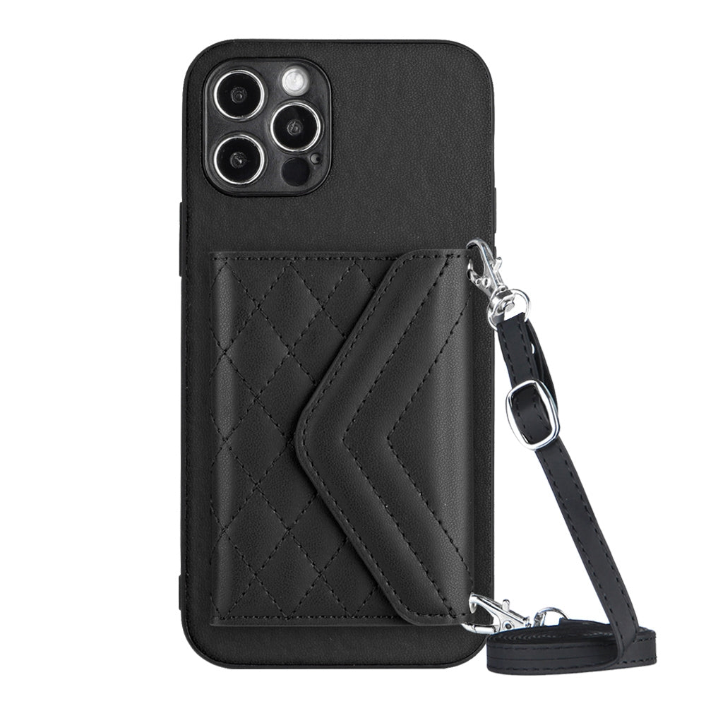 iPhone 12 Pro Max Leather Case with Card Holder & RFID Protection, Long Lanyard Included
