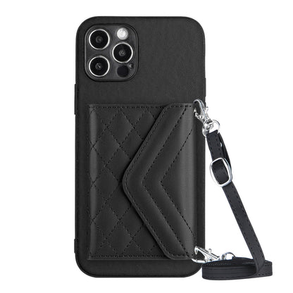 iPhone 12 Pro Max Leather Case with Card Holder & RFID Protection, Long Lanyard Included