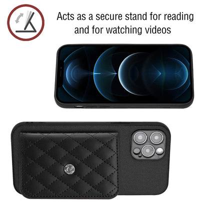 iPhone 12 Pro Max Leather Case with Card Holder & RFID Protection, Long Lanyard Included