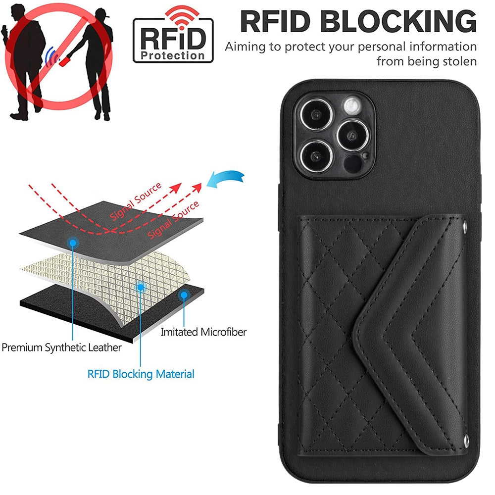 iPhone 12 Pro Max Leather Case with Card Holder & RFID Protection, Long Lanyard Included