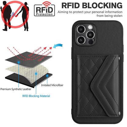 iPhone 12 Pro Max Leather Case with Card Holder & RFID Protection, Long Lanyard Included