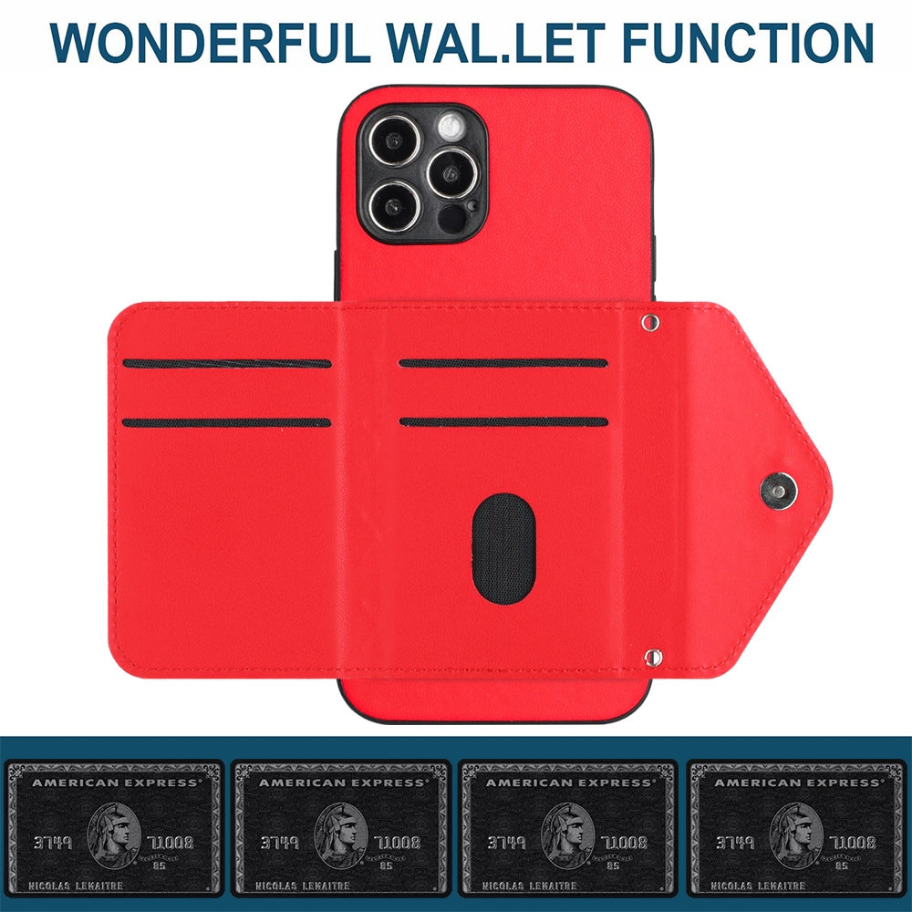 iPhone 12 Pro Max Leather Case with Card Holder & RFID Protection, Long Lanyard Included