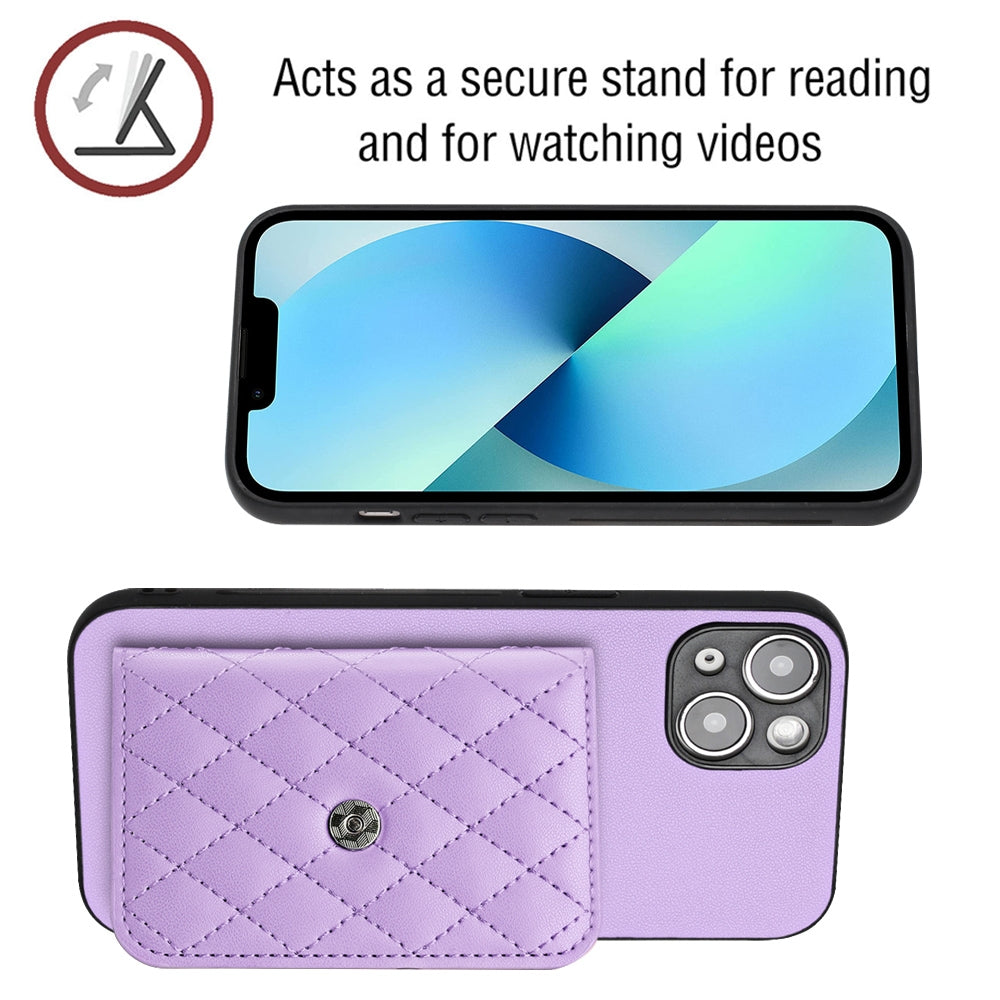 iPhone 13 Leather Case with Card Holder & RFID Protection, Long Lanyard Included