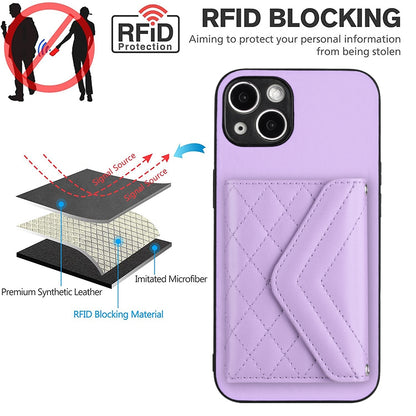 iPhone 13 Leather Case with Card Holder & RFID Protection, Long Lanyard Included