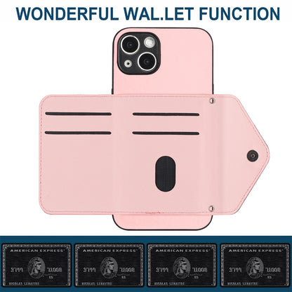 iPhone 13 Leather Case with Card Holder & RFID Protection, Long Lanyard Included