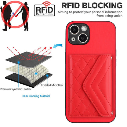 iPhone 13 Leather Case with Card Holder & RFID Protection, Long Lanyard Included
