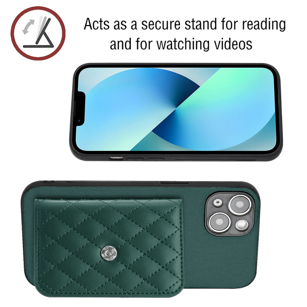 iPhone 13 Mini Leather Case with Card Holder & RFID Protection, Long Lanyard Included
