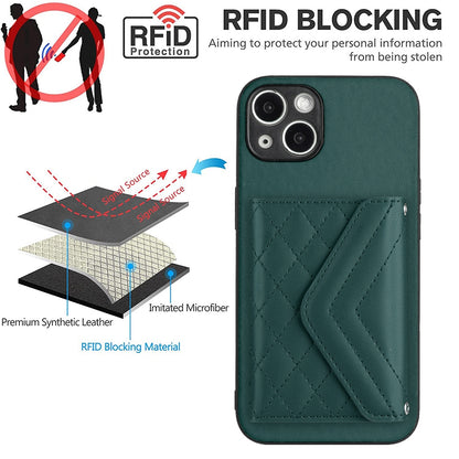 iPhone 13 Mini Leather Case with Card Holder & RFID Protection, Long Lanyard Included
