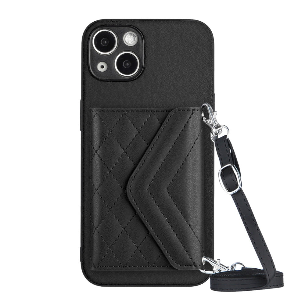 iPhone 13 Mini Leather Case with Card Holder & RFID Protection, Long Lanyard Included