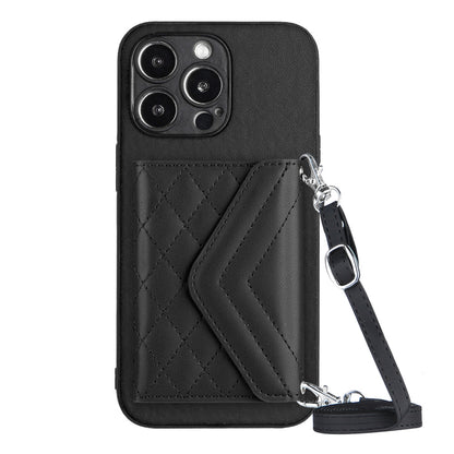 iPhone 13 Pro Leather Case with Card Holder & RFID Protection, Long Lanyard Included