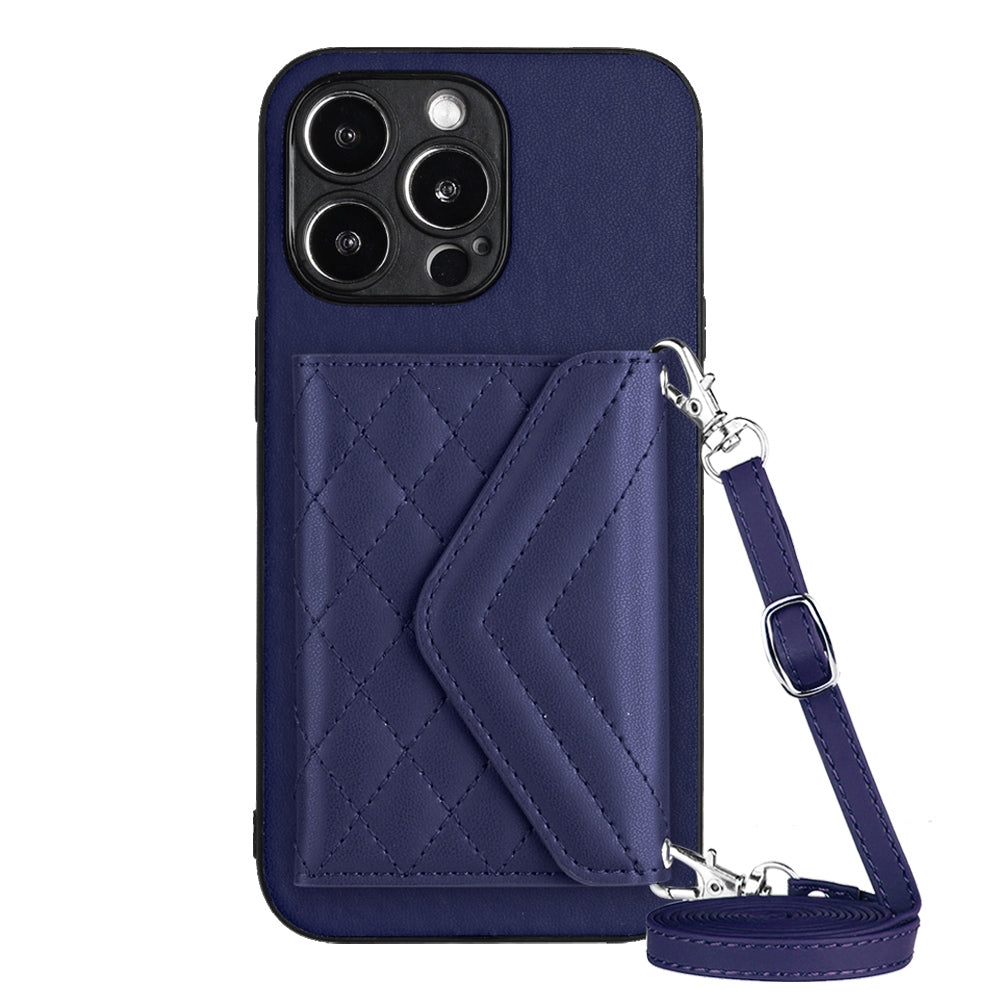 iPhone 13 Pro Max Leather Case with Card Holder & RFID Protection, Long Lanyard Included