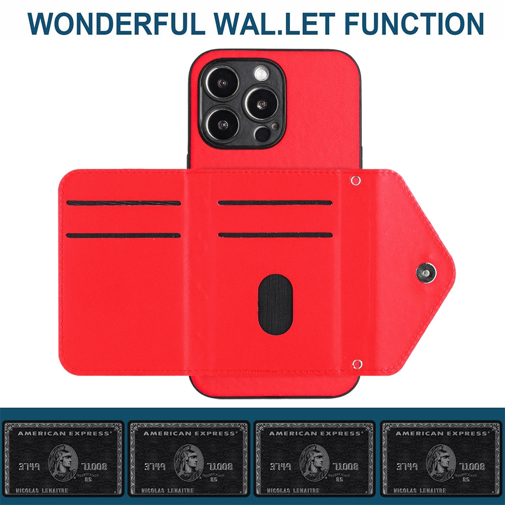 iPhone 13 Pro Max Leather Case with Card Holder & RFID Protection, Long Lanyard Included