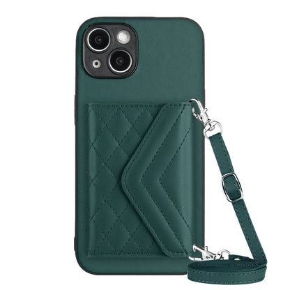 iPhone 14 Leather Case with Card Holder & RFID Protection, Long Lanyard Included