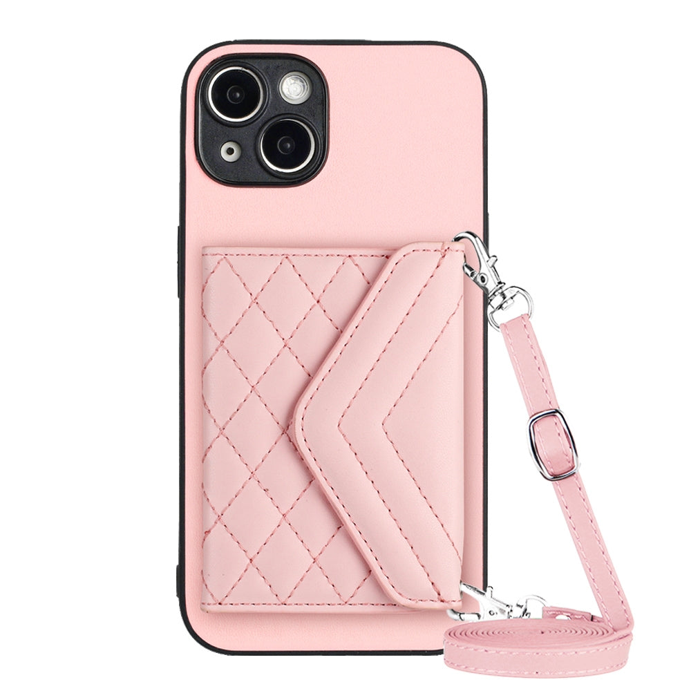 iPhone 14 Leather Case with Card Holder & RFID Protection, Long Lanyard Included