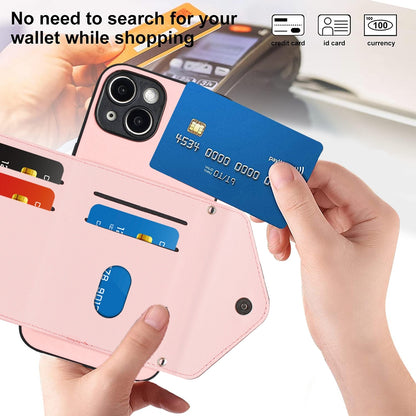 iPhone 14 Leather Case with Card Holder & RFID Protection, Long Lanyard Included