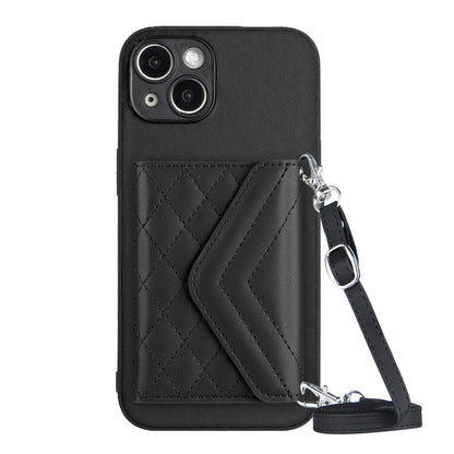 iPhone 14 Leather Case with Card Holder & RFID Protection, Long Lanyard Included