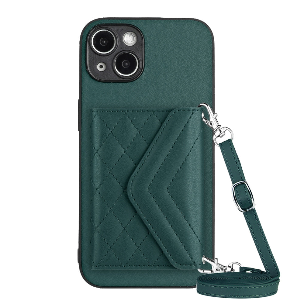 iPhone 14 Plus Leather Case with Card Holder & RFID Protection, Long Lanyard Included