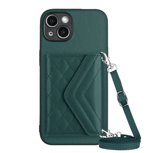 iPhone 14 Plus Leather Case with Card Holder & RFID Protection, Long Lanyard Included