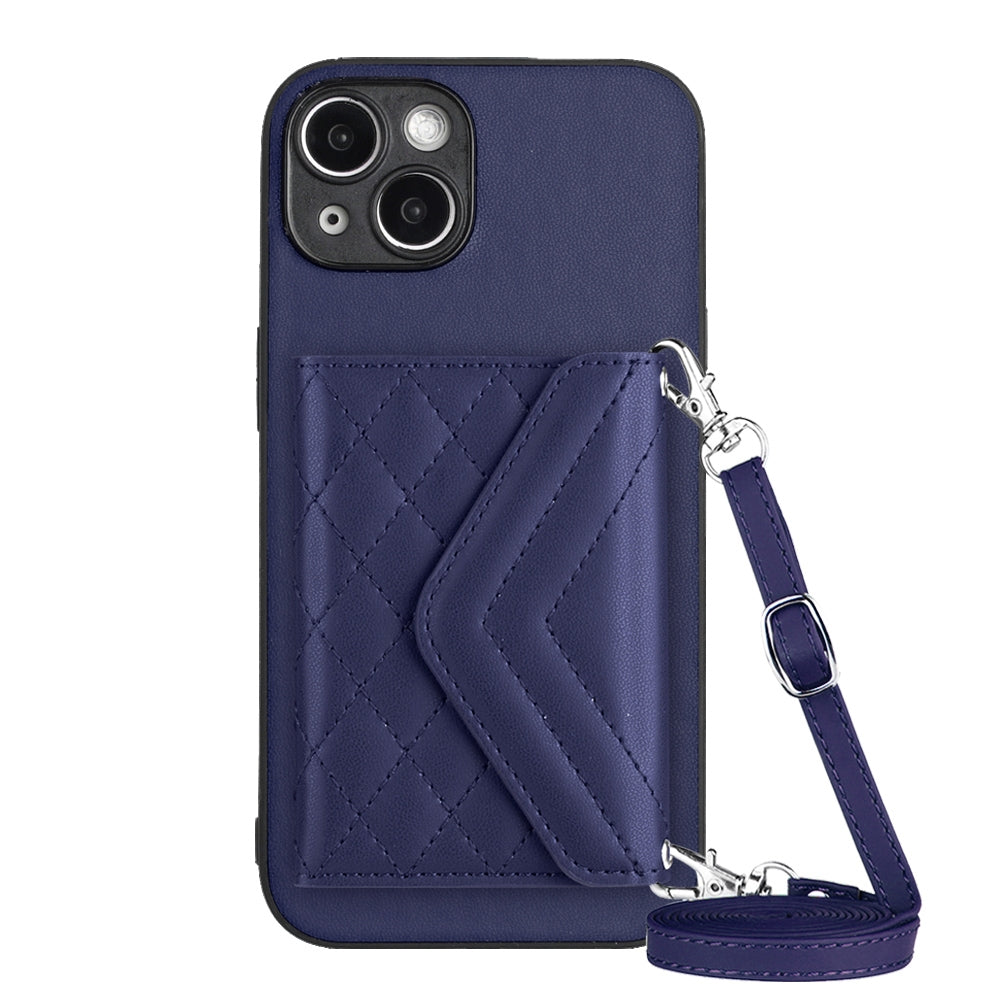 iPhone 14 Plus Leather Case with Card Holder & RFID Protection, Long Lanyard Included