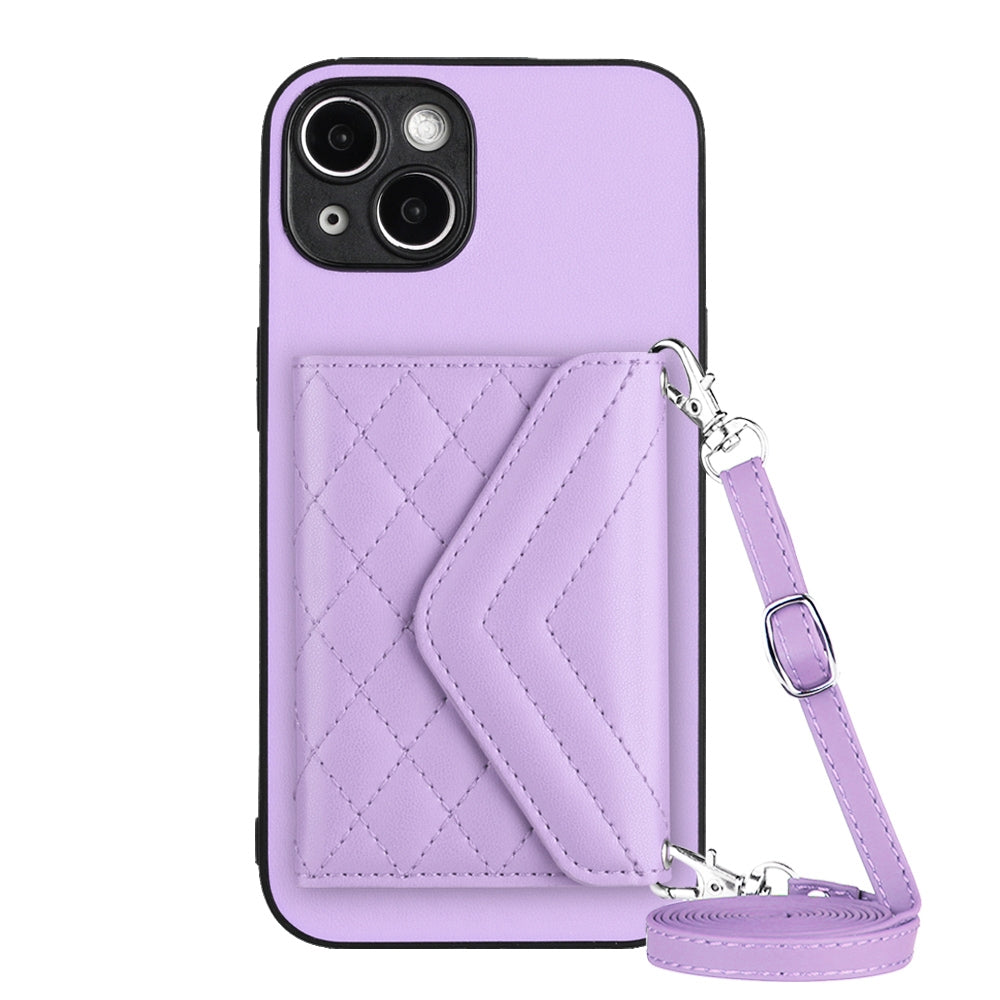 iPhone 14 Plus Leather Case with Card Holder & RFID Protection, Long Lanyard Included