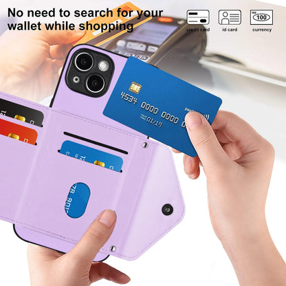 iPhone 14 Plus Leather Case with Card Holder & RFID Protection, Long Lanyard Included