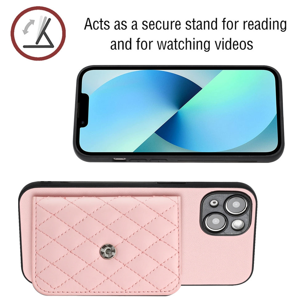 iPhone 14 Plus Leather Case with Card Holder & RFID Protection, Long Lanyard Included