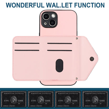 iPhone 14 Plus Leather Case with Card Holder & RFID Protection, Long Lanyard Included