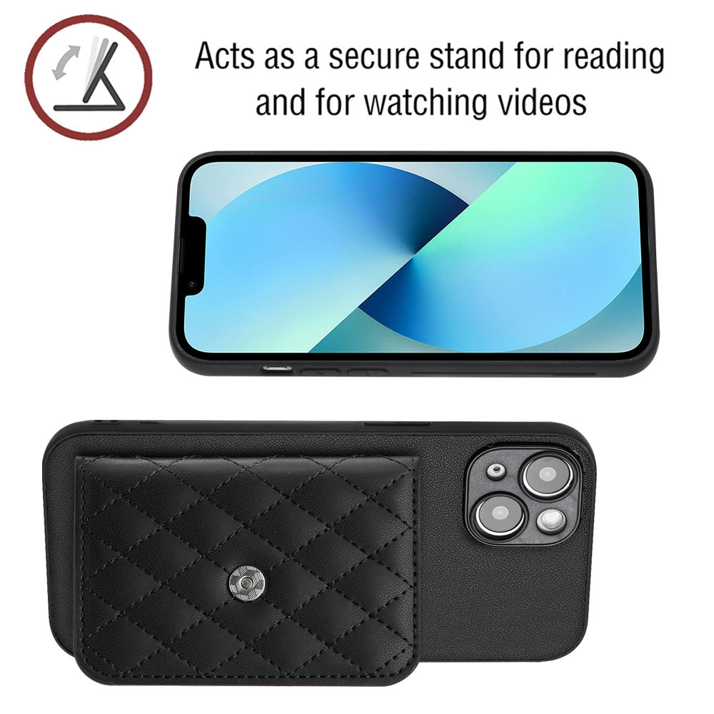 iPhone 14 Plus Leather Case with Card Holder & RFID Protection, Long Lanyard Included