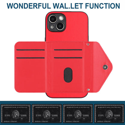 iPhone 14 Plus Leather Case with Card Holder & RFID Protection, Long Lanyard Included