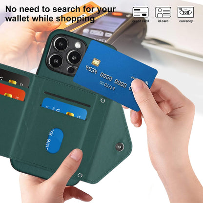 iPhone 14 Pro Leather Case with Card Holder & RFID Protection, Long Lanyard Included