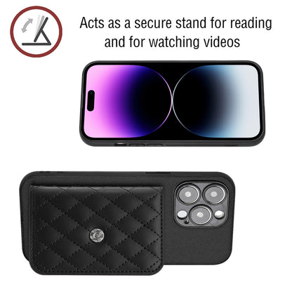 iPhone 14 Pro Leather Case with Card Holder & RFID Protection, Long Lanyard Included