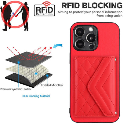 iPhone 14 Pro Leather Case with Card Holder & RFID Protection, Long Lanyard Included