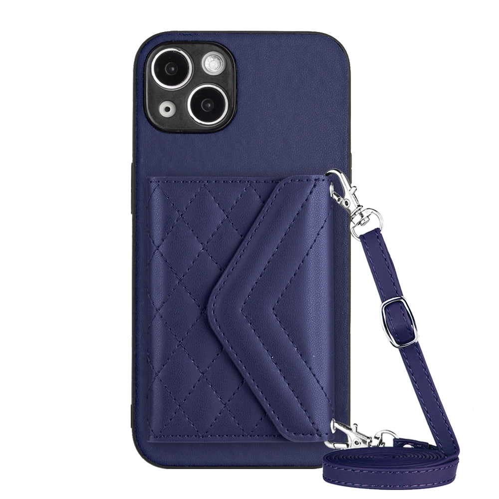 iPhone 15 Leather Case with Card Holder & RFID Protection, Long Lanyard Included