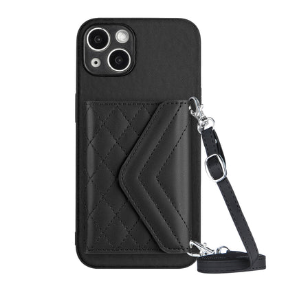 iPhone 15 Leather Case with Card Holder & RFID Protection, Long Lanyard Included
