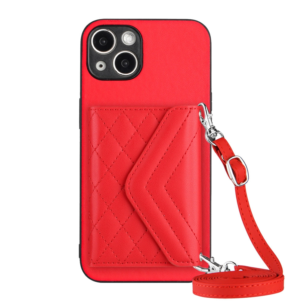 iPhone 15 Leather Case with Card Holder & RFID Protection, Long Lanyard Included
