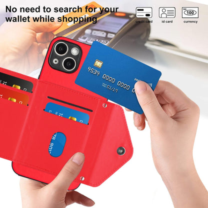 iPhone 15 Leather Case with Card Holder & RFID Protection, Long Lanyard Included