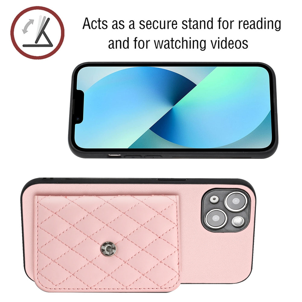 iPhone 15 Plus Leather Case with Card Holder & RFID Protection, Long Lanyard Included