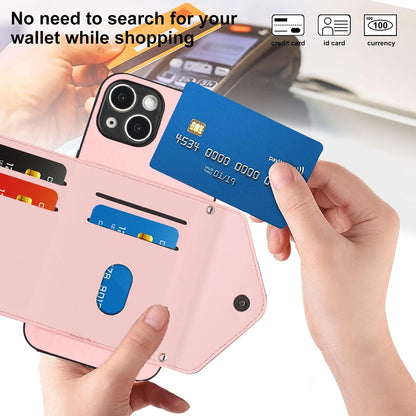 iPhone 15 Plus Leather Case with Card Holder & RFID Protection, Long Lanyard Included