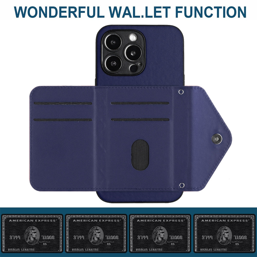 iPhone 15 Pro Leather Case with Card Holder & RFID Protection, Long Lanyard Included